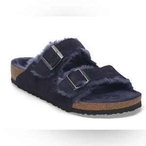 Birkenstock Arizona Shearling Suede Leather - Midnight Blue - size EU 36